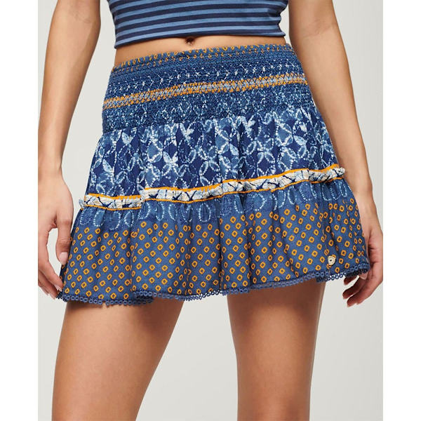Superdry Printed Shirred Kort Kjol Flerfärgad L Kvinna