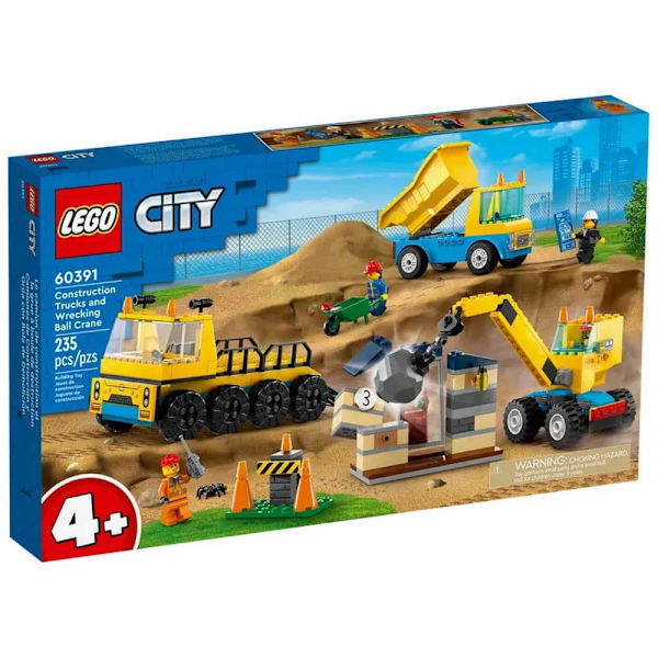 Lego Arbejds-og Kranbiler Med Nedrivningsbold Gylden