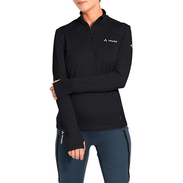 Vaude Livigno Ii Halv Lynlås Langærmet T-shirt Sort 40 Kvinde