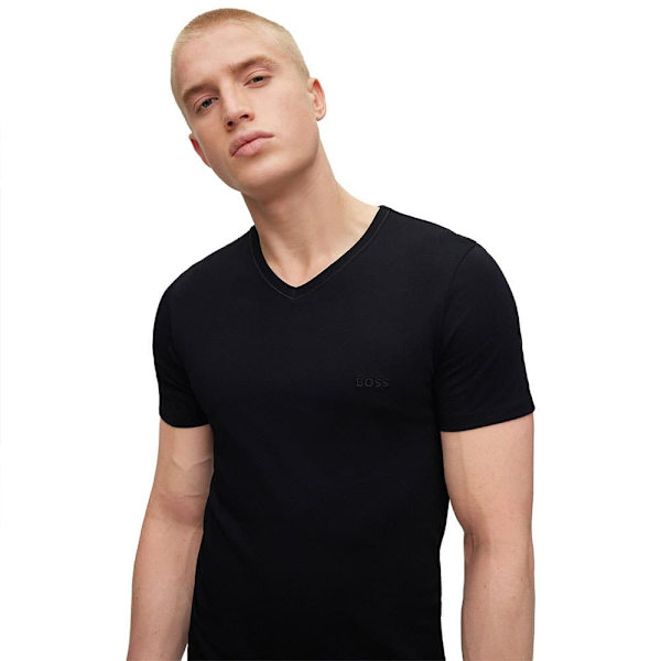 Boss Kortärmad Baslager V Neck Classic 3 Enheter Svart XS Man