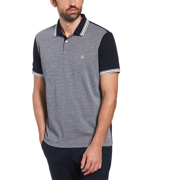 Original Penguin Int Tipped Jacquard Front Kortärmad Polotröja Blå M Man