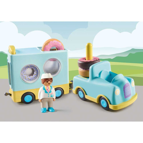 Playmobil Donut Truck Construction Game 1.2.3 Blå