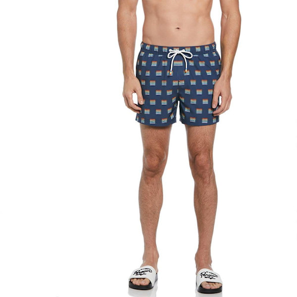 Original Penguin Box Recycled Polyester Stretch Rainbow Stripe Badbyxor Boxer Blå XL Man
