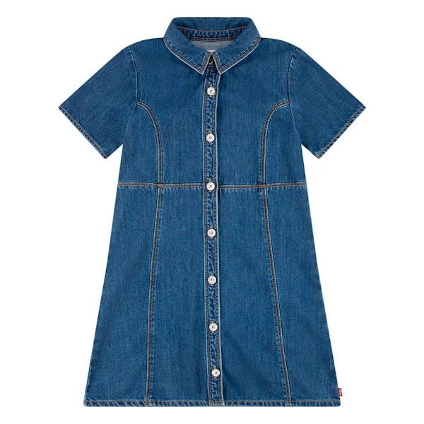 Levi´s ® Kids Button Front Denim Kortärmad Kort Klänning Blå 14 Years Flicka
