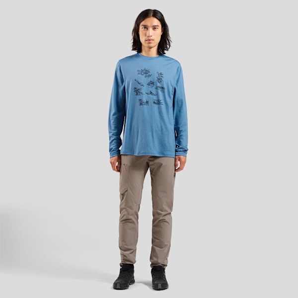Odlo Merino 200 Tourist Langærmet Baselayer Blå S Mand
