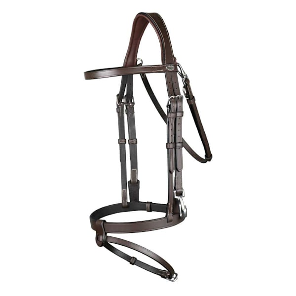 Dyon Nahkainen Suitset Napsautuskoukuilla Flat Ruskea Cob