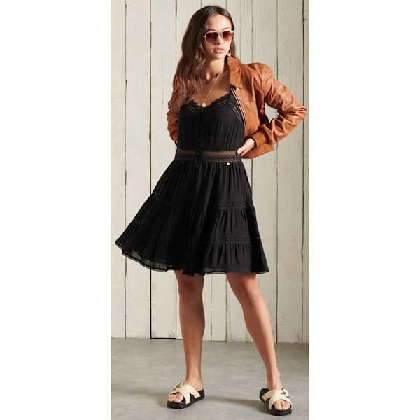 Superdry Kort Kjole Alana Cami Sort M Kvinde