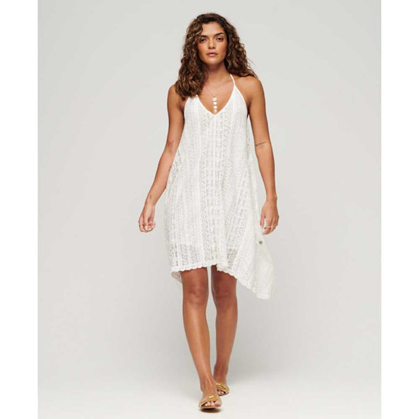 Superdry Vintage All Lace ärmlös Midiklänning Beige XS Kvinna