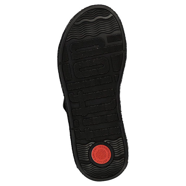 Fitflop F-mode Espadrille Buckle Leather Flatform Slides Klipklapper Sort EU 37 Kvinde
