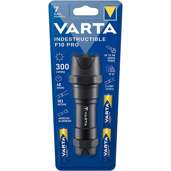 Varta Lanterne Indestructible F10 Pro 6w Led Alu 300 Lumen Sort Sort