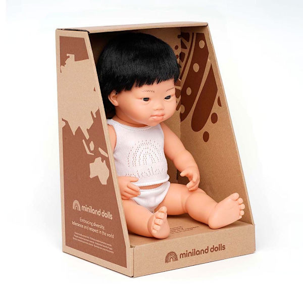 Miniland Asiatiskt Downs Syndrom Babydocka 38 Cm Rosa