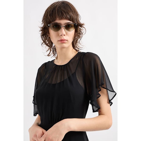 Armani Exchange 6dya08_yn1vz Kortærmet Midi-kjole Sort L Kvinde