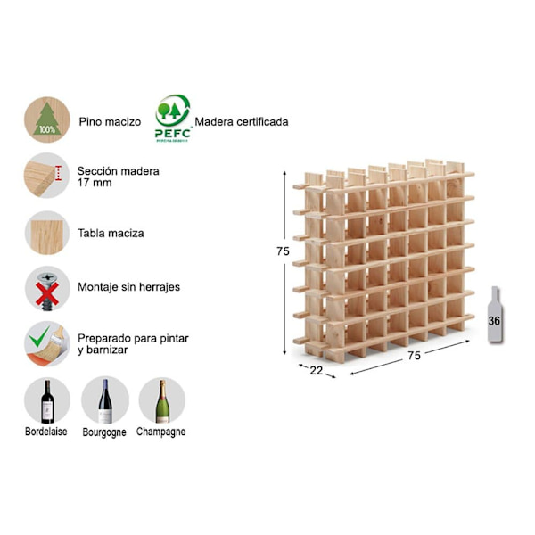 Astigarraga Flaskestativ Evolutivo Rioja 36 Flasker Brun