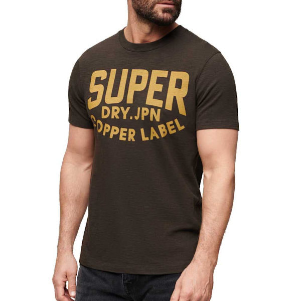 Superdry Lyhythihainen Pyöreäkauluksinen T-paita Copper Label Workwear Ruskea XL Mies