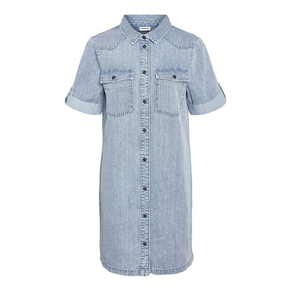 Noisy May Kortærmet Kort Kjole New Signe Denim Wg003lb Blå S Kvinde