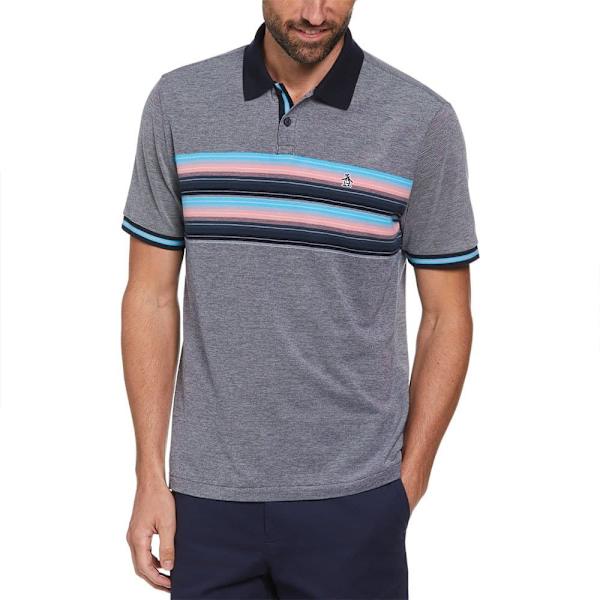 Original Penguin Birdseye Coolmax Chest Stripe Kortärmad Polotröja Blå XL Man