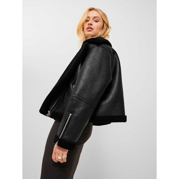 Jack & Jones Læderjakke Lee Aviator Faux Shearling Jjxx Sort XL Kvinde