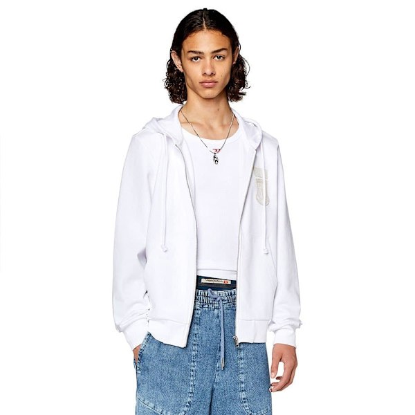 Diesel Sweatshirt Med Fuld Lynlås Ginn K10 Hvid M Mand