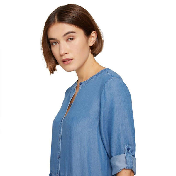 Tom Tailor Kjole Tencel Placket Blå M Kvinde