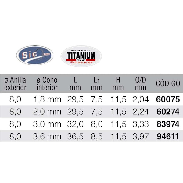 Fuji Tackle Mn T Mnst Sic Lh Silver 8.0 mm / 2.24 mm