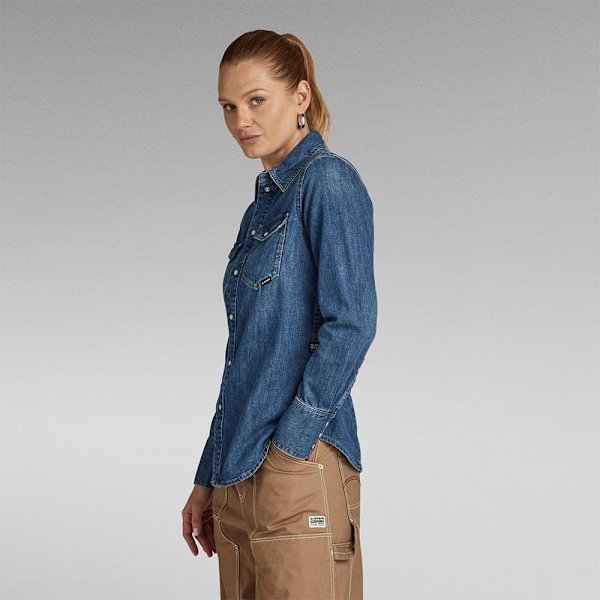 G-star Western Slim Fit Pitkähihainen Kauluspaita Sininen S Nainen