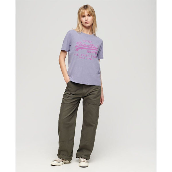 Superdry Classic Vl Heritage Relaxd Lyhythihainen T-paita Violetti XS Nainen