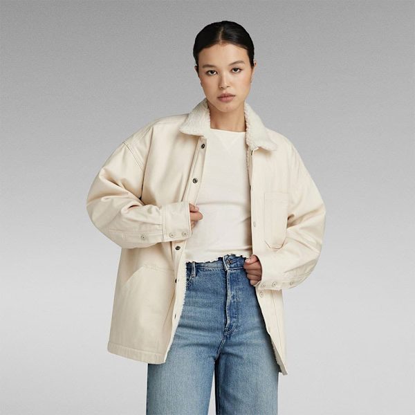 G-star Boxy Sherpa Lined övertröja Beige S Kvinna