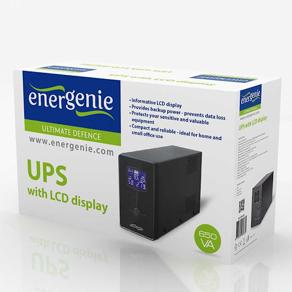 Energenie Udgang Ups Gembird Eg-ups-031 650va 390w 3 Sort EU Plug