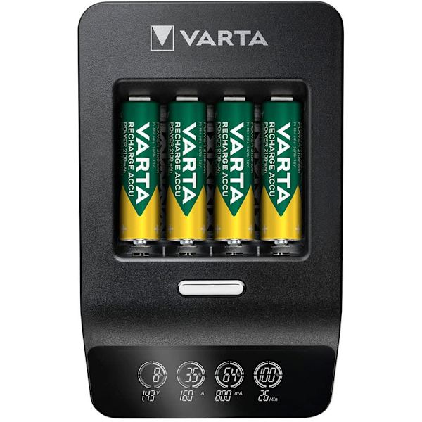 Varta Lcd Ultrahurtig Oplader Med 4 2100mah Aa12v 2100mah Aa12v Sort