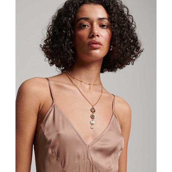 Superdry Ærmeløs Midikjole Satin Cami Slip Brun 2XS Kvinde