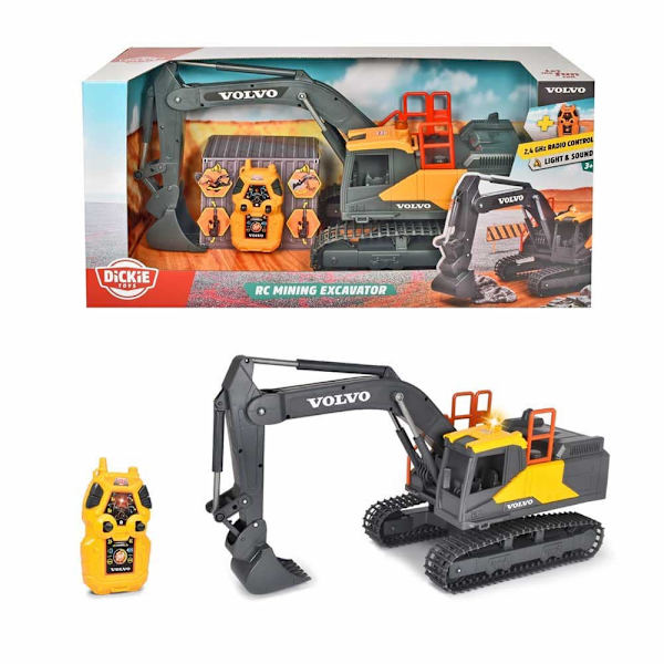 Dickie Toys Rc Gravemaskine Volvo Lys Og Lyd Dickie Radio Control 60 Cm Gylden