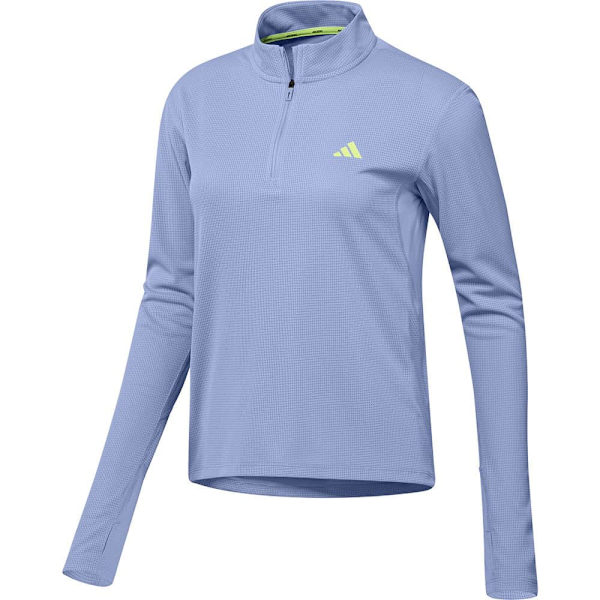 Adidas Adizero Halv Lynlås Langærmet T-shirt Blå L Kvinde