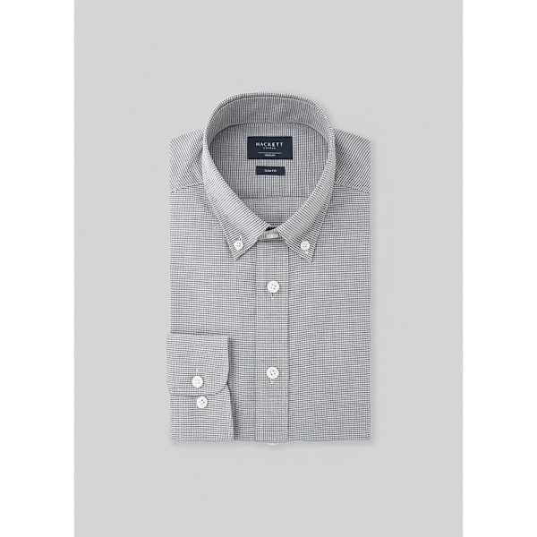 Hackett Houndstooth Skjorte Med Lange ærmer Grå M Mand