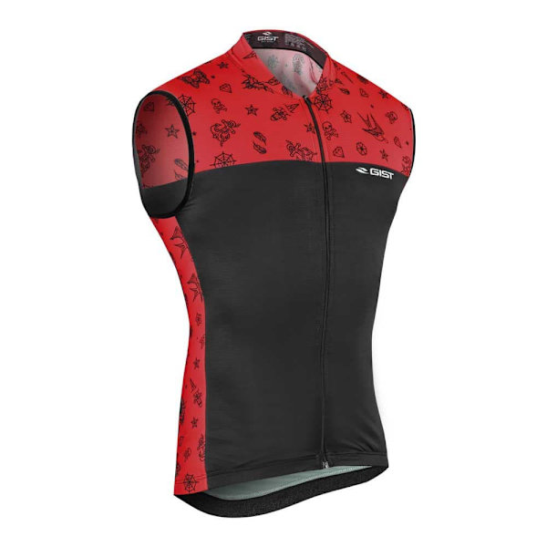 Gist Climber Tattoo Ærmeløs Cykeltrøje Rød,Sort 2XL Mand