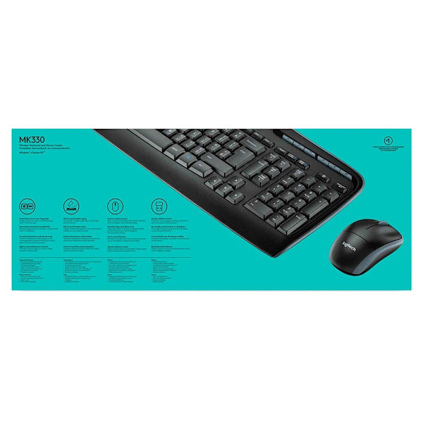 Logitech Langaton Näppäimistö Ja Hiiri Mk330 Musta US QWERTY