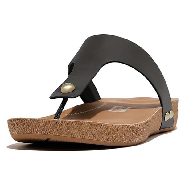 Fitflop Iqushion Leather Toe-post Tofflor Svart EU 38 Kvinna