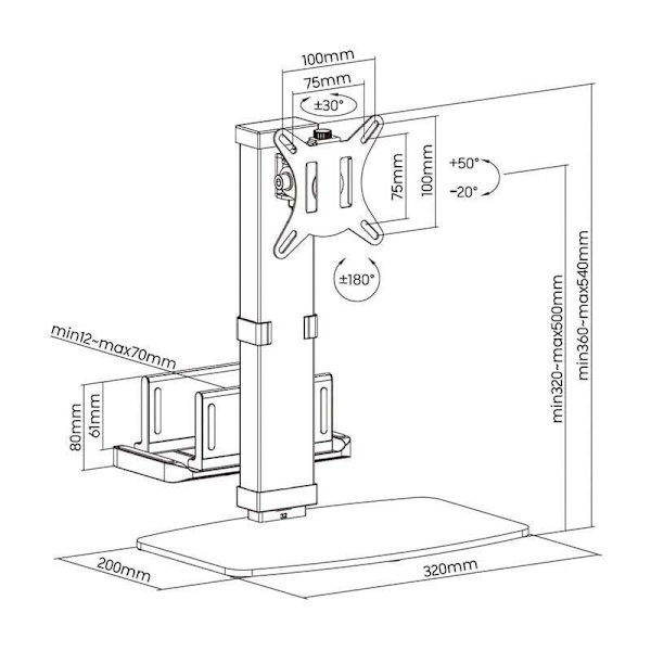 Aisens Monitorstativ Dt32tsr-165 Silver