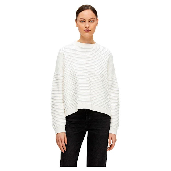 Selected O Neck Tröja Laurina Vit S Kvinna