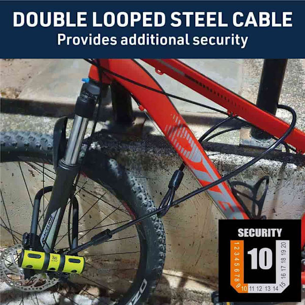 Urban Security Bracket Bk03+cable 120 U-lås Gul 120 cm