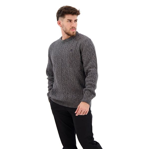 Timberland Phillips Brook Lambswool Cable Crew Regular Tröja Grå 3XL Man