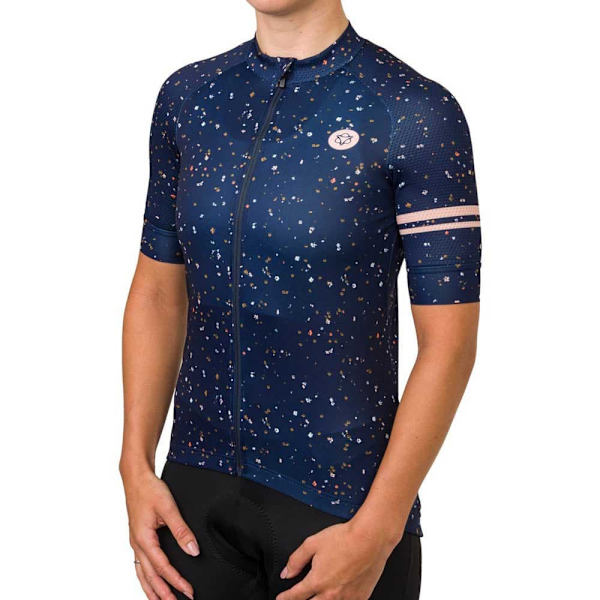 Agu Mini Flower Korta ärmar Cykeltröja Blå 2XL Kvinna