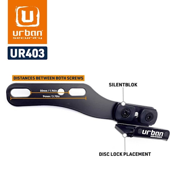 Urban Security Lukitustuki Universal Footrest Screws Ur14s/ur10 Hopeinen