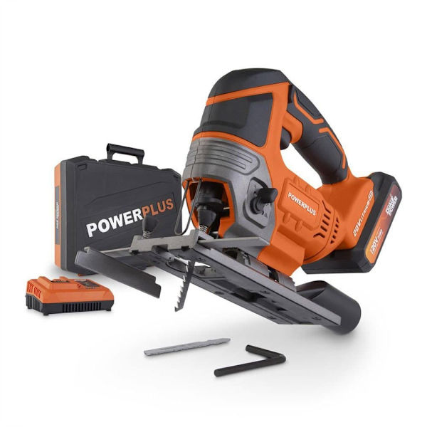 Powerplus Oplade Incl Bat & 20v Nøglehul Sav 2 Stykker