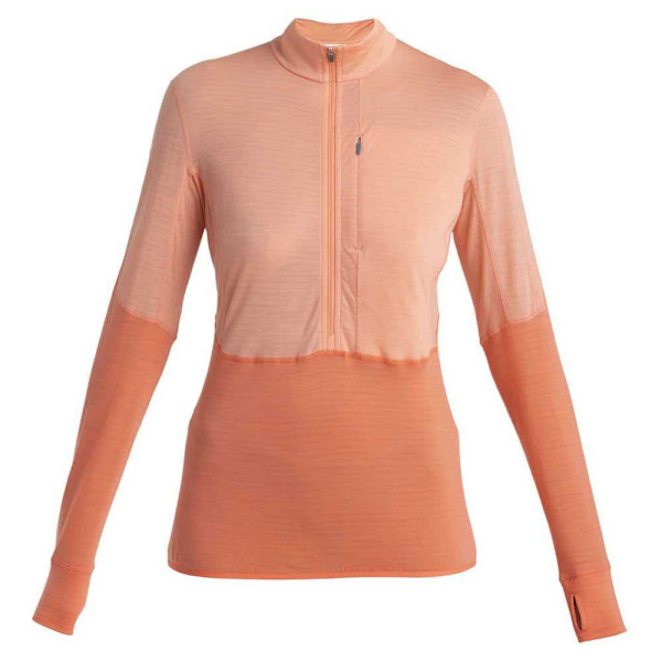 Icebreaker Halv Blixtlåsfleece Merino 200 Realfleece Descender Orange M Kvinna