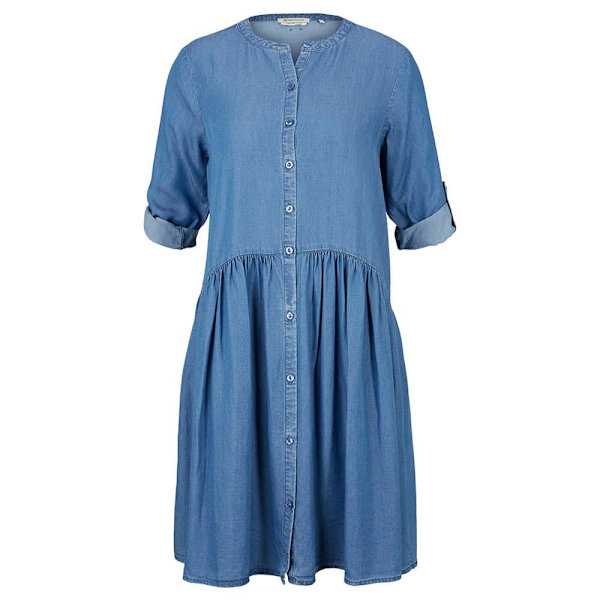 Tom Tailor Kjole Tencel Placket Blå M Kvinde