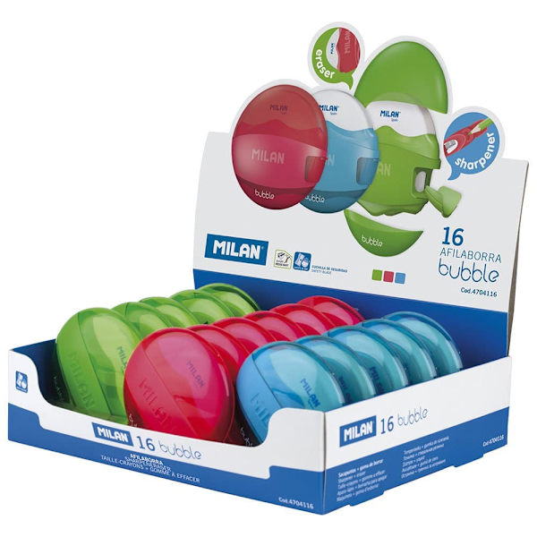 Milan Display Box 16 Bubble Med Penna Pennvässare Bubble Flerfärgad