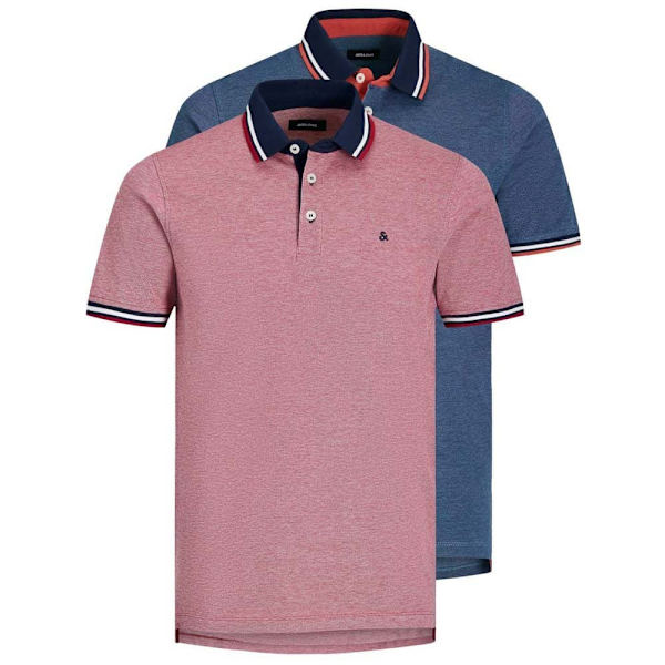 Jack & Jones Lyhythihainen Poolopaita Paulos 2 Units Punainen,Sininen L Mies