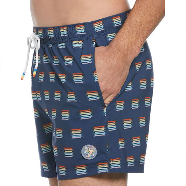 Original Penguin Box Recycled Polyester Stretch Rainbow Stripe Badbyxor Boxer Blå M Man