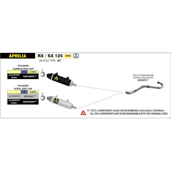 Arrow Inte Homologerad Grenrörssamlare Aprilia Rx/sx 125 ´21-22 Silver