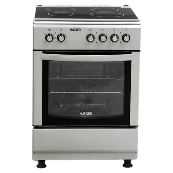 Haeger Vitrokeramisk Køkken Gc-sv6.016a 4 Zoner+ovn Søvfarvet 60 cm Sort, Rustfrit stål